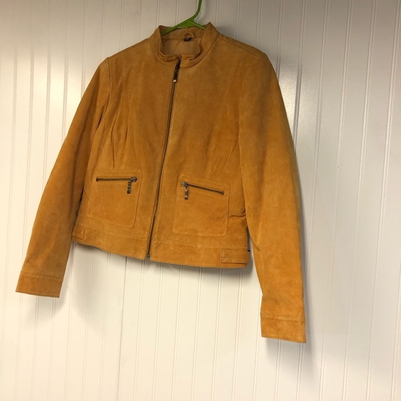 Michael Michelle USA Women's Tan Mustard Leather Suede Jacket Large - Picture 2 of 6